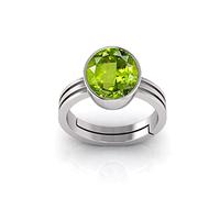 RSPR 8.25 Ratti 7.60 Carat Certified Natural Green Peridot Gemstone Adjustable Ring / Anguthi for Men and Women Metal, Peridot, Metal, Peridot