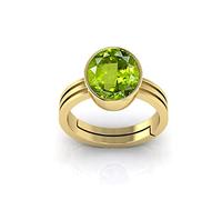 RSPR Natural Green Peridot Certified 8.25 Ratti 7.60 Carat Adjustable Ring for Men and Women