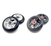 RSProRiders - METAL CORE WHEELCHAIR CASTORS 100mm or 120mm 4" or 5" INCH WHEELS BLACK OR SILVER CORE WITH ABEC 9 BEARINGS (BLACK, 100mm)