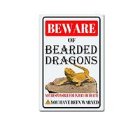 RSPYOAG Bearded Dragons Tin Sign Beware of Bearded Dragons Metal Sign Funny Home Wall Decor Outdoor Warning Decorations Signs-8x12inch-Tin Sign