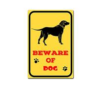 RSPYOAG Beware of Dog Metal Sign, Warning Dog Tin Sign for Home Lndoor Or Outdoor Use Decor-8x12inch-Tin Sign