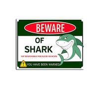 RSPYOAG Beware of Shark Tin Sign Funny Shark Metal Tin Sign Home Wall Decoration Sign-12x16inch-Tin Sign