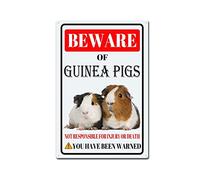 RSPYOAG Guinea Pigs Tin Sign Beware of Guinea Pigs Metal Sign Funny Home Wall Decor Outdoor Warning Decorations Signs-8x12inch-Tin Sign