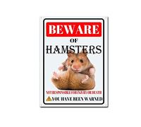 RSPYOAG Hamsters Tin Sign Beware of Hamsters Metal Sign Funny Home Wall Decor Outdoor Warning Decorations Signs-12x16inch-Tin Sign