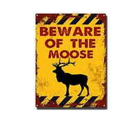RSPYOAG Vintage Beware of The Moose Metel Tin Signs Retro Warning Tin Sign Wall Decor for Home Farm-12x16inch-Tin Sign