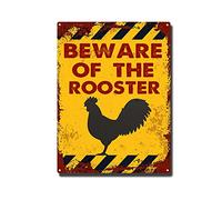 RSPYOAG Vintage Beware of The Rooster Metel Tin Signs Retro Warning Tin Sign Wall Decor for Home Farm-12x16inch-Tin Sign