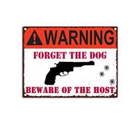 RSPYOAG Vintage Tin Sign Warning Forget The Dog Beware of The Host Retro Style Wall Art Decor Metal Sign-12x16inch-Tin Sign