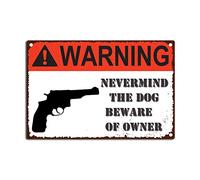 RSPYOAG Vintage Tin Sign Warning Nevermind The Dog Beware of Owner Bar Home Bathroom Wall Decoration Sign-8x12inch-Tin Sign