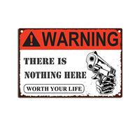 RSPYOAG Vintage Tin Sign Warning There is Nothing Here Worth Your Life for Home Bar Coffee-8x12inch-Tin Sign