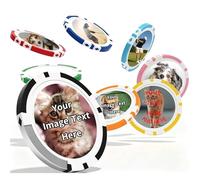 RSQGT 25-500 Pieces Custom Poker Chips, Double-Sided Full Colour Printing, Personalised Logo/Text/Images for Weddings, Corporate Events, Bar Tokens & Graduation Gifts (Custom Poker Chips)