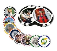 RSQGT 25-500 Pieces Custom Poker Chips, Double-Sided Full Colour Printing, Personalised Logo/Text/Images for Weddings, Corporate Events, Bar Tokens & Graduation Gifts (custom poker chips with logo)