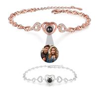 RSQGT Bracelet with Picture Inside Custom Projection Bracelets with Photos Personalized Image Bracelets for Women Girlfriend, One Size, Stainless Steel, no gemstone