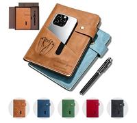 RSQGT Personalised A5 Notebook, Custom Name & Birth Flower Journal, Premium Faux Leather Diary with Logo, Executive Business Gift for Men & Women (Faux Leather Notebook)