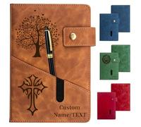 RSQGT Personalised A5 Notebook, Custom Name & Birth Flower Journal, Premium Faux Leather Diary with Logo, Executive Business Gift for Men & Women (Personalized Notebook)