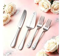 RSQGT Personalised Cake Knife and Server Set for Wedding Ceremony Keepsake | Stainless Steel, Customizable Name Icon Text for Graduation, Birthday Parties, Brides and Anniversaries Gift
