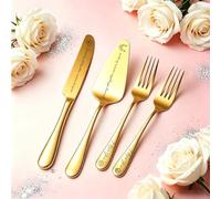 RSQGT Personalised Cake Knife and Server Set for Wedding Ceremony Keepsake | Stainless Steel, Customizable Name Icon Text for Graduation, Birthday Parties, Brides and Anniversaries Gift