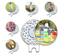 RSQGT Personalised Golf Ball Markers with Magnetic Hat Clip for Reliable Golf Markers on the Putting Green Photo Logo Text Name for Men Women Golfers Gifts for Dad Boyfriend Golfe (Golf hat clip)