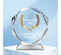 RSQGT Personalised K9 Crystal Trophy, Custom Crystal Award with Photo Logo Text, Glass Plaque for Corporate Employee Recognition, Retirement Gifts, Sports Awards & Golf Trophies