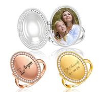 RSQGT Personalised Locket Ring for Women - Custom Photo Ring with Picture Inside, Adjustable Heart Locket Jewellery for Mum, Wife, Best Friend (Personalised Locket Ring for Women)