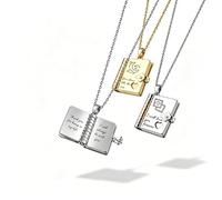 RSQGT Personalised Necklace Silver Plated Book Locket for Women