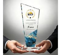RSQGT Personalised Trophy K9 Crystal Custom Photo Text for Sports Awards