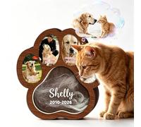 RSQGT Personalised Wooden Pet Memorial Keepsake Box - Custom Shadow Box with Photo Frame for Dog or Cat Fur, Ashes, Hair & Teeth - Sympathy Gift for Bereaved Pet Owners (dog fur keepsake)