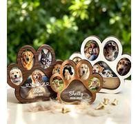 RSQGT Personalised Wooden Pet Memorial Keepsake Box - Custom Shadow Box with Photo Frame for Dog or Cat Fur, Ashes, Hair & Teeth - Sympathy Gift for Bereaved Pet Owners (dog ashes keepsake)