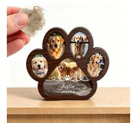 RSQGT Personalised Wooden Pet Memorial Keepsake Box - Custom Shadow Box with Photo Frame for Dog or Cat Fur, Ashes, Hair & Teeth - Sympathy Gift for Bereaved Pet Owners (pet memory box)