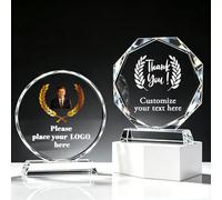 RSQGT Personalized K9 Crystal Trophies Custom Engraving Logo Photo Text for Corporate Ceremonies Sporting Events Employee Awards & Gifts for Employees Managers (Octagonal Crystal Trophy)