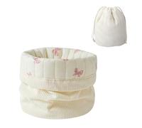 RSRSLEII Aesthetic Corduroy Drawstring Makeup Bag with Quilted Lining, Coquette Quilted Cotton Cosmetic Bag, Portable Travel Organized Toiletry Bag for Women Girls, 04White Pink Bow