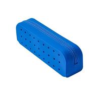 RSRSLEII Cute Silicone Makeup Brush Holder with Holes, Soft Portable Cosmetic Brush Bag with Zipper, Travel Makeup Brush Case, 04Dark Blue