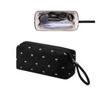 RSRSLEII Large Quilted Hair Tools Travel Bag with Bow Pattern,Waterproof Hair Styling Accessories Storage Case for Shark FlexStyle, Dyson Airwrap Hair Dryer, Curling Iron, Revlon Hair Tools, 01Black