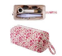 RSRSLEII Large Quilted Hair Tools Travel Bag with Bow Pattern,Waterproof Hair Styling Accessories Storage Case for Shark FlexStyle, Dyson Airwrap Hair Dryer, Curling Iron, Revlon Hair Tools, 17Red