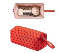 RSRSLEII Large Quilted Hair Tools Travel Bag with Bow Pattern,Waterproof Hair Styling Accessories Storage Case for Shark FlexStyle, Dyson Airwrap Hair Dryer, Curling Iron, Revlon Hair Tools, 33Orange