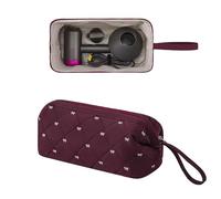 RSRSLEII Large Quilted Hair Tools Travel Bag with Bow Pattern,Waterproof Hair Styling Accessories Storage Case for Shark FlexStyle, Dyson Airwrap Hair Dryer, Curling Iron, Revlon Hair Tools, 04Wine