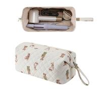 RSRSLEII Large Quilted Hair Tools Travel Bag with Bow Pattern,Waterproof Hair Styling Accessories Storage Case for Shark FlexStyle, Dyson Airwrap Hair Dryer, Curling Iron, Revlon Hair Tools, 06 Bear