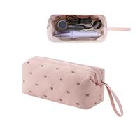 RSRSLEII Large Quilted Hair Tools Travel Bag with Bow Pattern,Waterproof Hair Styling Accessories Storage Case for Shark FlexStyle, Dyson Airwrap Hair Dryer, Curling Iron, Revlon Hair Tools, 02Pink