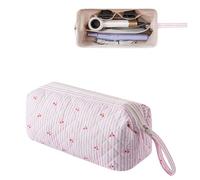 RSRSLEII Large Quilted Hair Tools Travel Bag with Bow Pattern,Waterproof Hair Styling Accessories Storage Case for Shark FlexStyle, Dyson Airwrap Hair Dryer, Curling Iron, Revlon Hair Tools, 19Cherry
