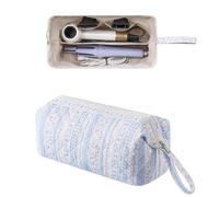 RSRSLEII Large Quilted Hair Tools Travel Bag with Bow Pattern,Waterproof Hair Styling Accessories Storage Case for Shark FlexStyle, Dyson Airwrap Hair Dryer, Curling Iron, Revlon Hair Tools, 28Rabbit