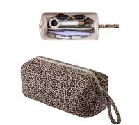 RSRSLEII Large Quilted Hair Tools Travel Bag with Bow Pattern,Waterproof Hair Styling Accessories Storage Case for Shark FlexStyle, Dyson Airwrap Hair Dryer, Curling Iron, Revlon Hair Tools, 15Leopard