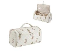 RSRSLEII Quilted Hair Tools Travel Bag Compatible with Dyson Airwrap & Shark Flexstyle,Portable Storage Case for shark hair dryer, Curling iron travel bag with Hanging Hook, 04Bear