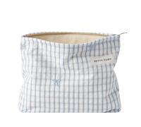RSRSLEII Striped Makeup Bag for Women, Blue Checkered Cosmetic Bag with Bow, Travel Toiletry Cosmetic Bag with Zipper, Cute Women Aesthetic Organizer Storage Pouch, Girls Handbags Purses, 01 Checkered