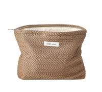 RSRSLEII Travel Makeup Bag, Aesthetic Portable Cosmetic Bag with Zipper, Coquette Makeup Pouch, Cute Travel Toiletry Bag Skincare Bag Car Storage Bag for Women and Girls, 02 Brown