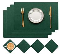 RSRSR Table Mat Stylish Waterproof Placemats with Coasters - Heat Stain Scratch Resistant Table Mats for Dining and Kitchen Decoration(9,Set of 6)(9,Set of 4)