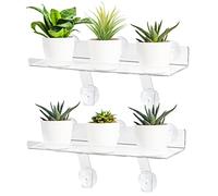 RSSCIIIUL 2 Pcs Plant Window Shelf, Window Plant Shelves with Bracket,15in Transparent Acrylic Sill Extender with Suction Cup, Floating Shelf for Plants Apply to Succulents, Seed Plant