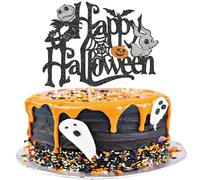 Rsstarxi 1 Happy Halloween Cake Topper Glitter Jack Skellington Birthday Party Cake Decoration Ghost Pumpkin Bat Witch Cake Pick for Theme Baby Shower Decorations