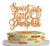 Rsstarxi 1 Pack Autumn Baby Shower Cake Topper Orange Glitter Fall Sweet Little Pumpkin Cake Pick for Thanksgiving Theme Baby Shower Gender Reveal Birthday Party Cake Decorations Supplies