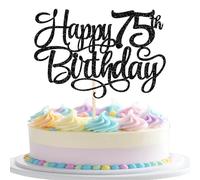 Rsstarxi 1 Pack Black Happy 75th Birthday Cake Topper Cheers to 75 Years Old Birthday Cake Pick Decorations for Celebrating Men Women 75th Birthday Anniversary Party Decorations Supplies