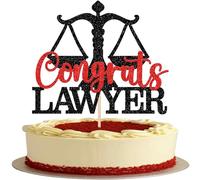 Rsstarxi 1 Pack Congrats Lawyer Cake Topper 2026 Born to Argue/Passed the Bar Cake Decorations for 2026 Law School/College JD Graduation Party Decorations Supplies Red