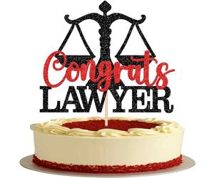 Rsstarxi 1 Pack Congrats Lawyer Cake Topper 2026 Born to Argue/Passed the Bar Cake Decorations for 2026 Law School/College JD Graduation Party Decorations Supplies Red